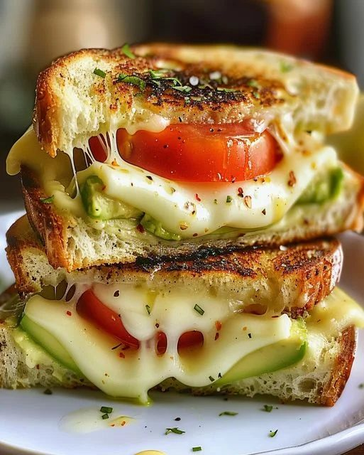 Keto Avocado, Mozzarella, and Tomato Grilled Cheese