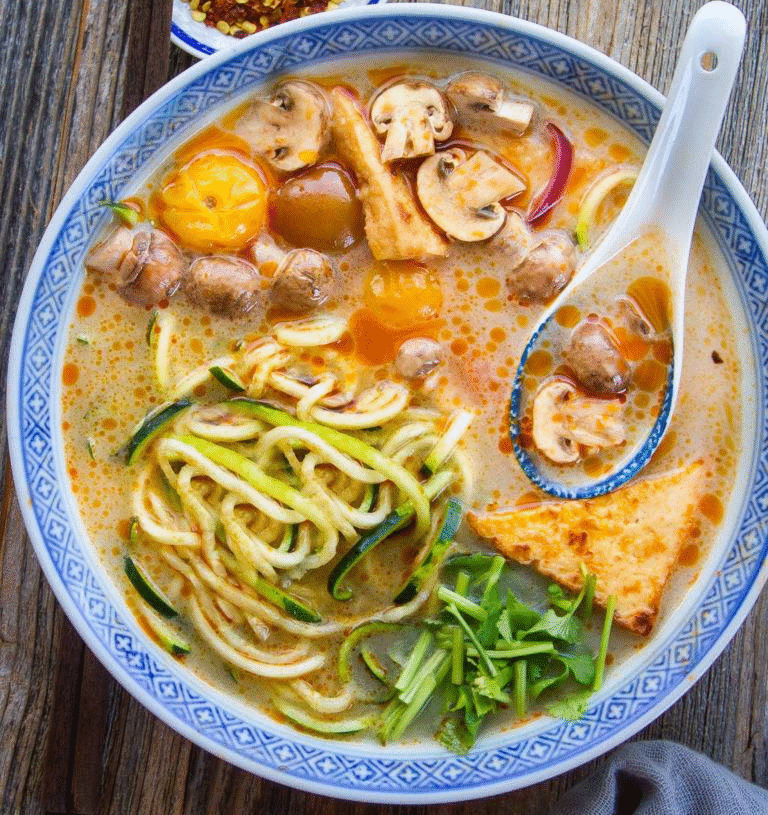 Tom Yum Soup with Zucchini Noodles