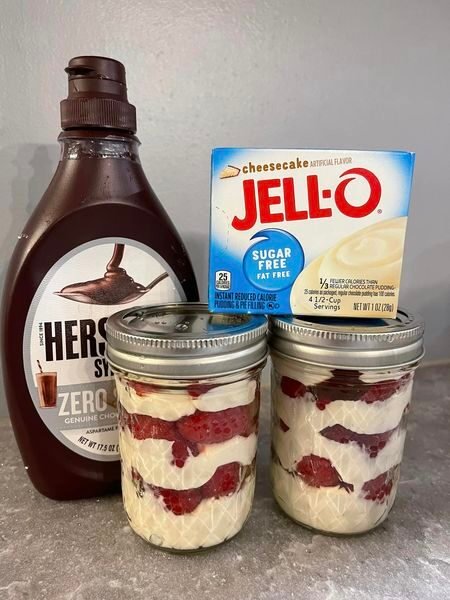 Keto Cheesecake Jars with Strawberries