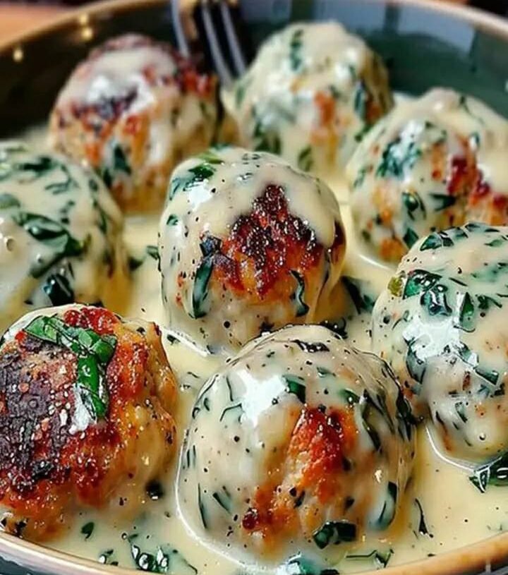 Chicken Ricotta Meatballs with Spinach Alfredo Sauce: A Weight Watchers-Friendly Recipe