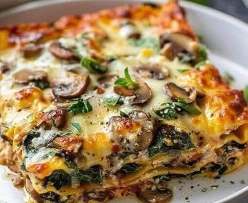 Keto Chicken, Mushroom, and Spinach Lasagna