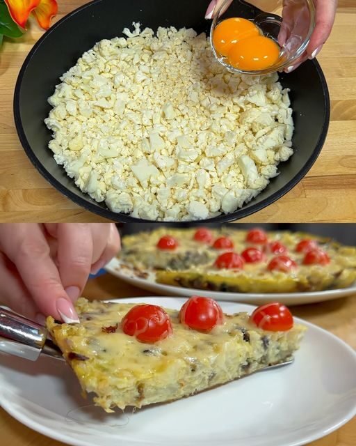 Cauliflower and Egg Skillet with Tomatoes and Green Onions