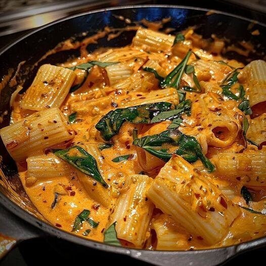 Creamy Tomato Pasta with Spinach and Basil