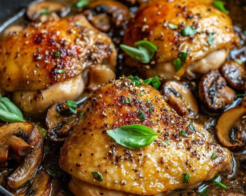 Keto Garlic Butter Chicken Thighs with Mushrooms