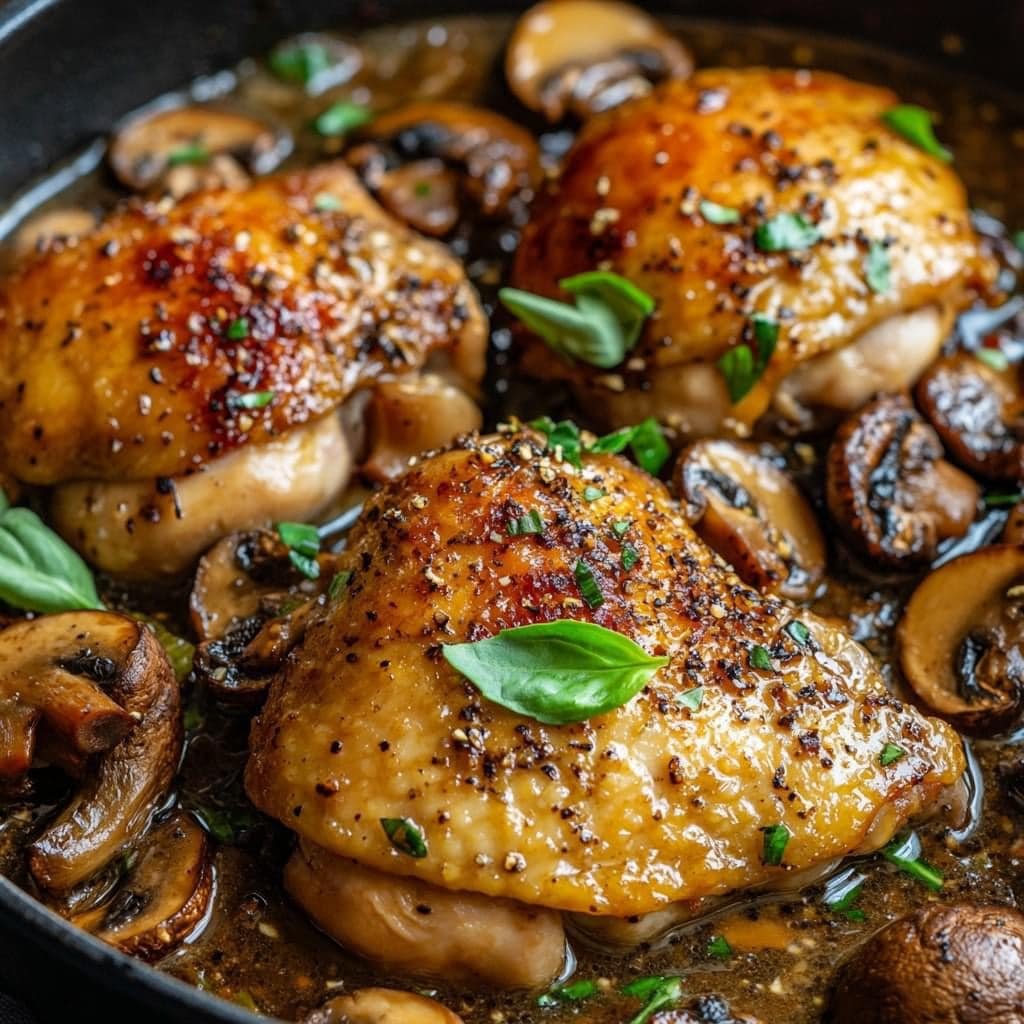 Keto Garlic Butter Chicken Thighs with Mushrooms