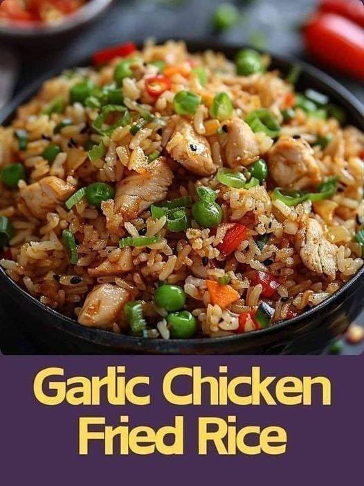 Garlic Chicken Fried Rice A flavorful twist on a classic dish! Tender