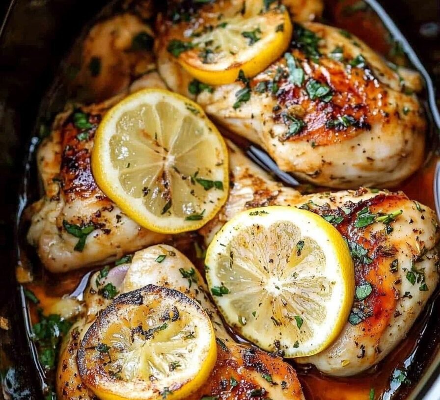 Crock Pot Lemon Garlic Butter Chicken Thighs