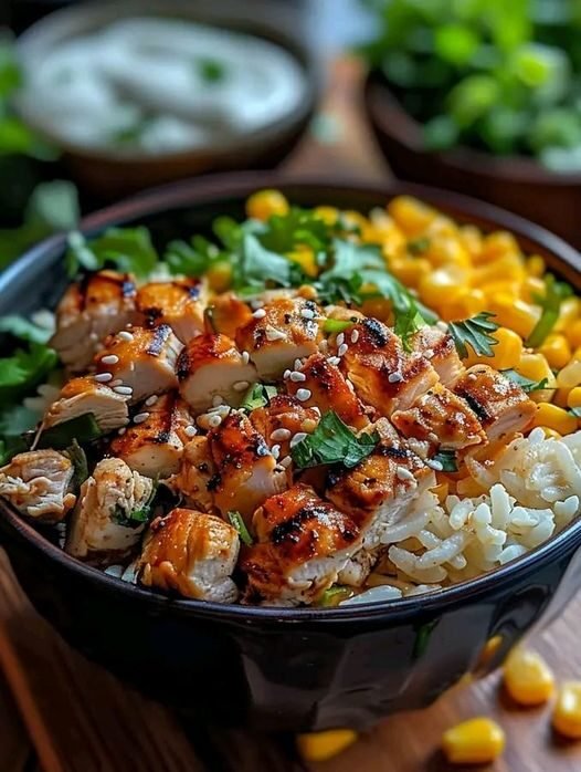 Street Corn Chicken Rice Bowl