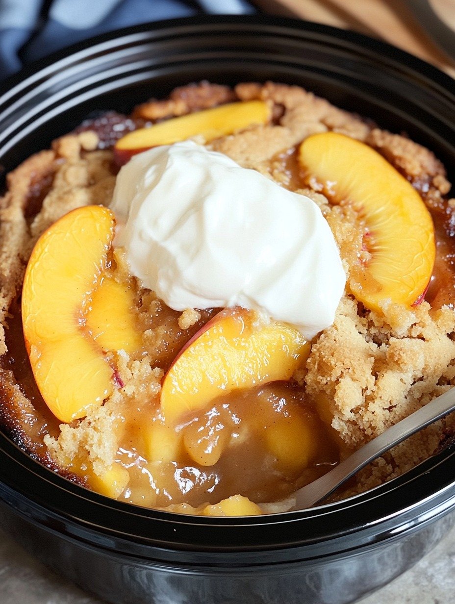 WW Slow Cooker Peach Cobbler