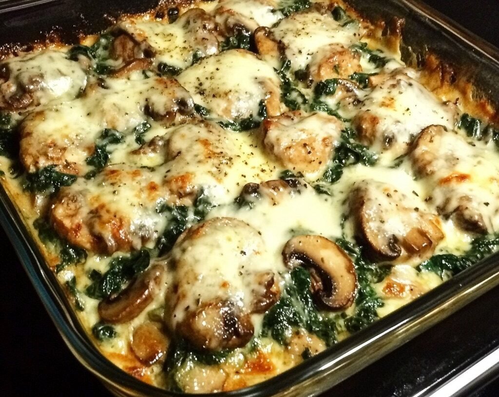 Chicken Spinach and Mushroom Low Carb Oven Dish