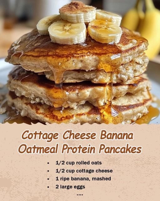 Cottage Cheese Banana Oatmeal Protein Pancakes