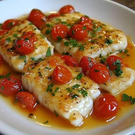 Cod in Tomato Lemon Butter Sauce Recipe