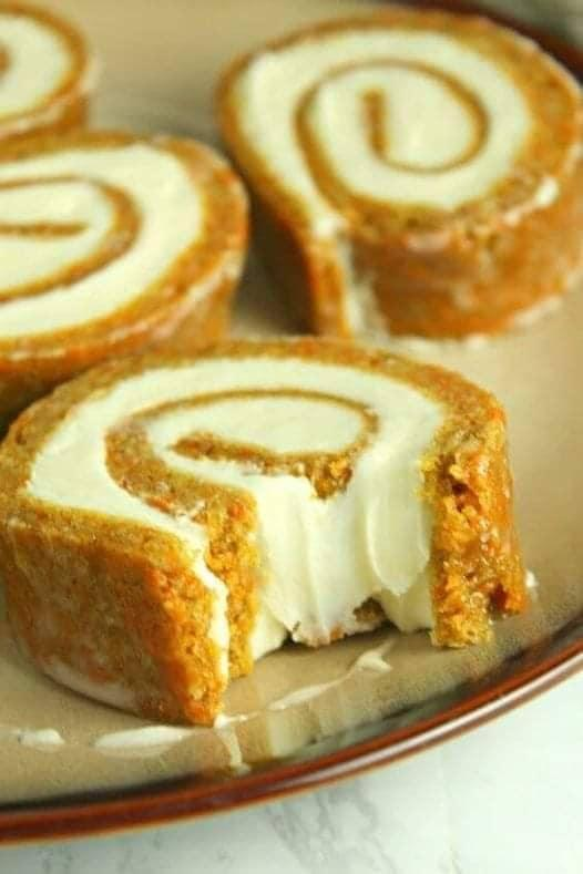 Keto Carrot Cake Roll with Cream Cheese Filling