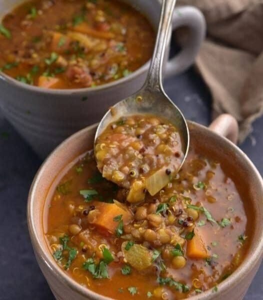 Hearty Vegan Quinoa and Lentil Soup