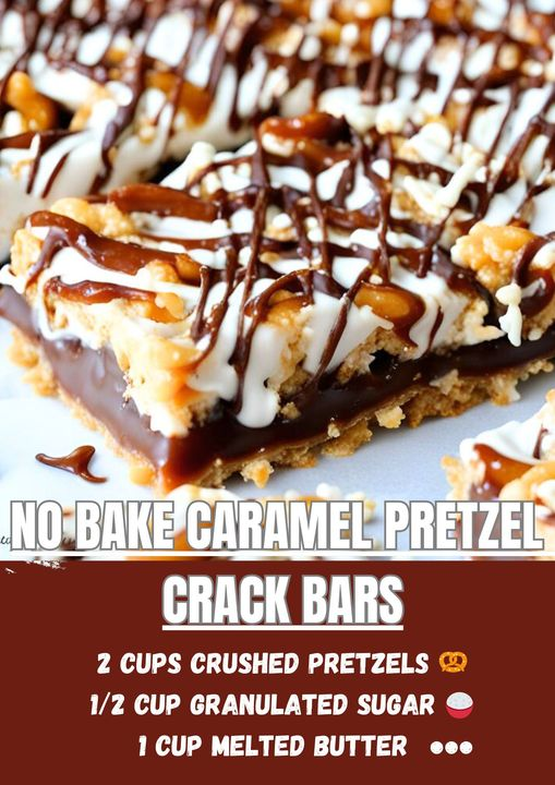 No Bake Caramel Pretzel Crack Bars Recipe