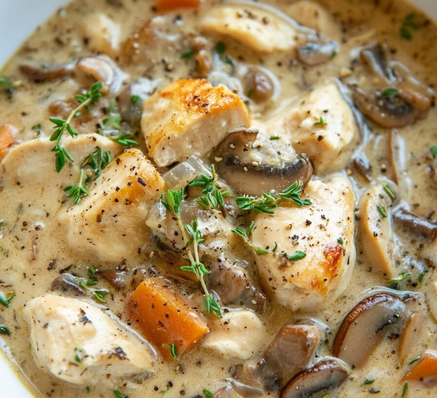 Creamy Mushroom Chicken and Wild Rice Soup