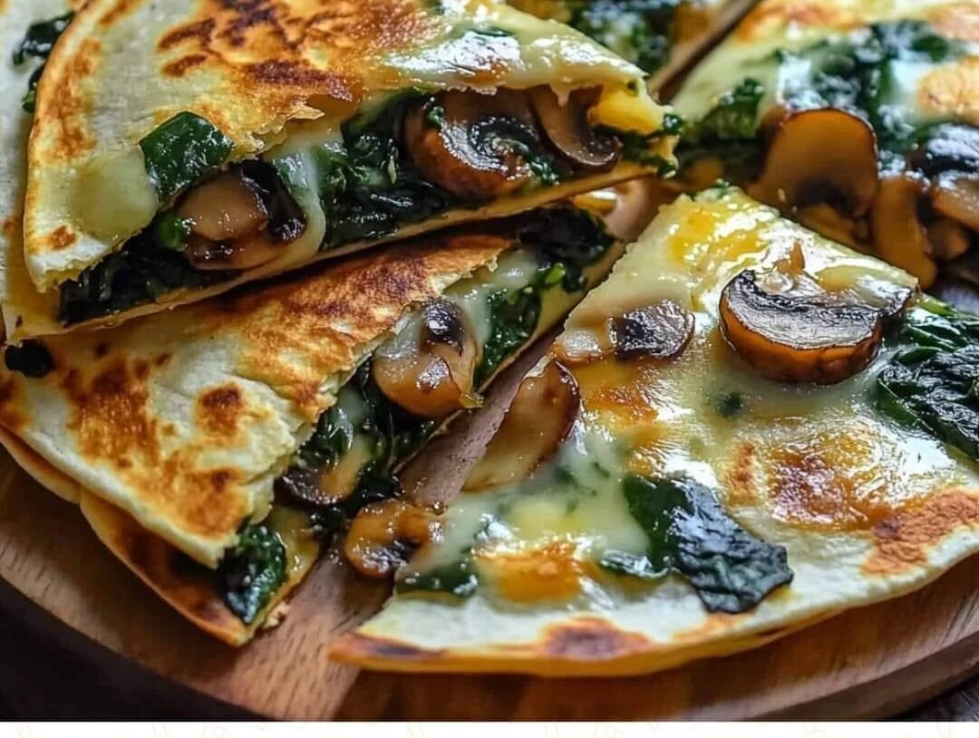 Baked Spinach Mushroom Quesadillas