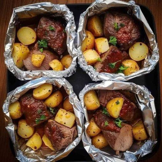 Butter Steak and Potato Foil Packets