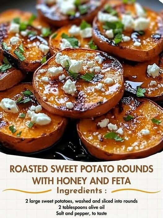 Roasted Sweet Potato Rounds with Honey and Feta