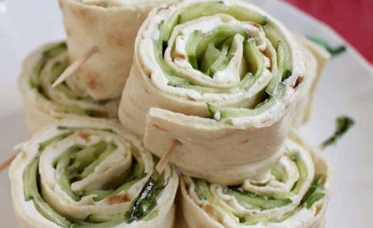 Cucumber and Cream Cheese Sandwich Rolls (with Lavash Bread)
