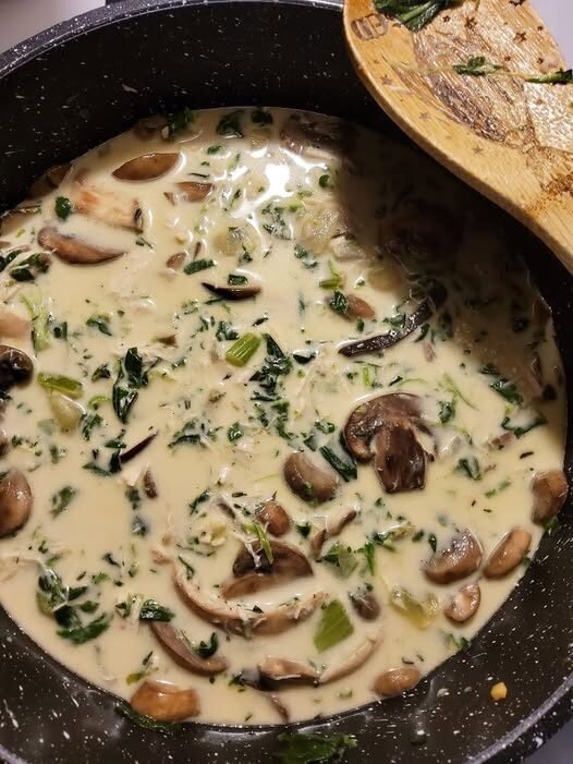 Vegan Rotisserie “Chicken” Mushroom Soup