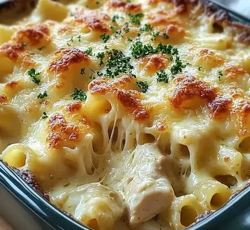 Garlic Parmesan Chicken Pasta Bake