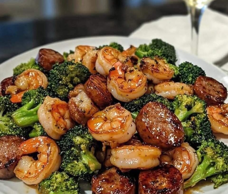 Honey Garlic Shrimp, Sausage & Broccoli