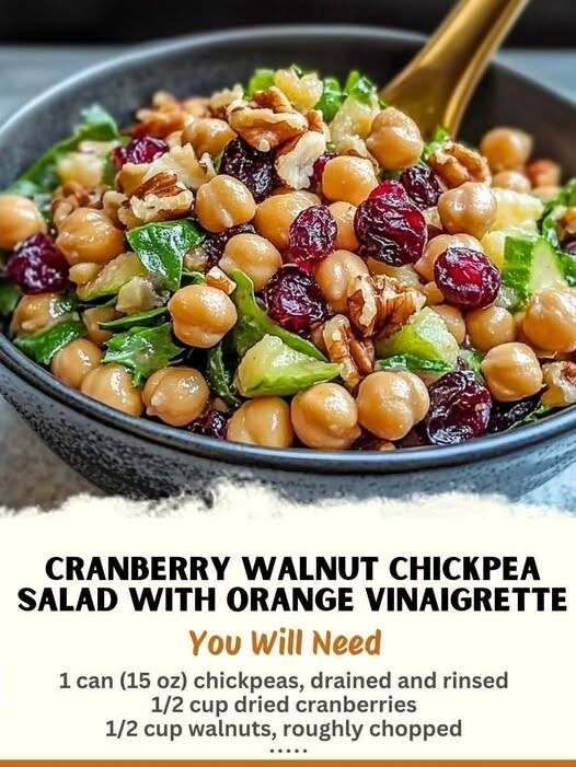 Cranberry Walnut Chickpea Salad with Orange Vinaigrette