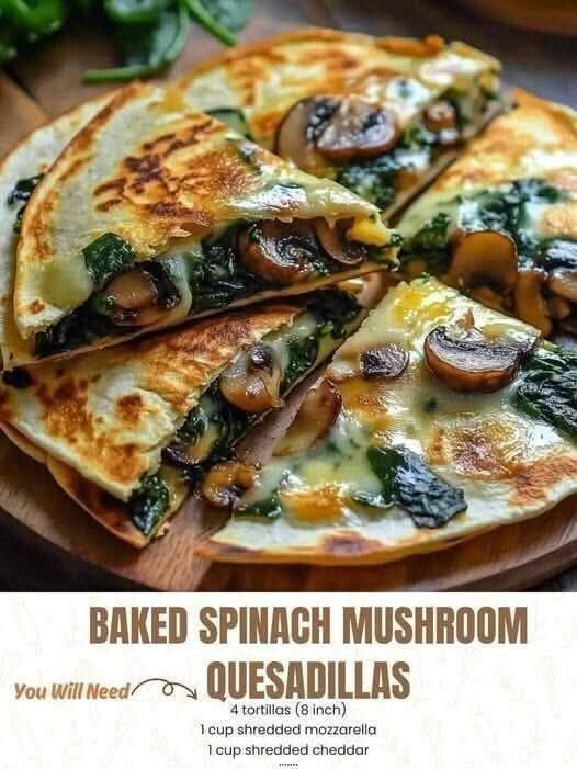 Vegan Spinach Mushroom Quesadillas