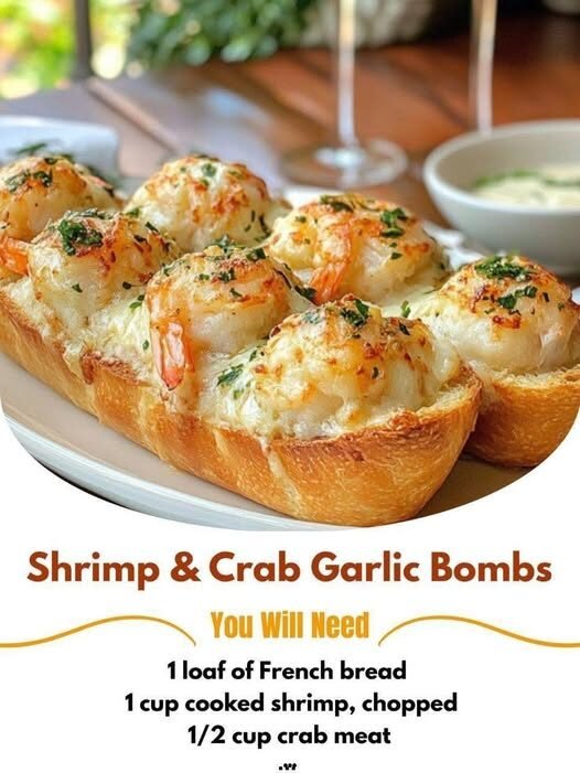 Crabby Shrimp-Stuffed Garlic Bread Bombs (Mediterranean Style)
