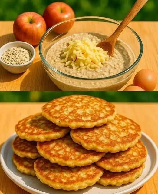 Mediterranean Apple Oatmeal Pancakes