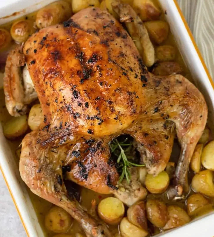 Lemon Rosemary roasted chicken with patatoes