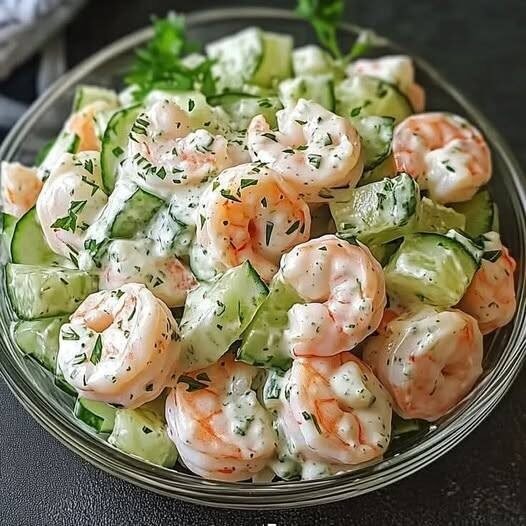 High-Protein Creamy Cucumber Shrimp Salad