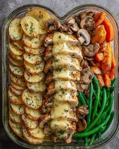 π₯ MEDITERRANEAN HERB CHICKEN BAKE WITH ROASTED POTATOES, MUSHROOMS & VEGETABLES