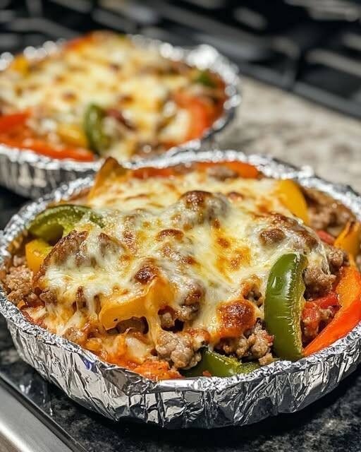 Cheesy Baked Bell Pepper and Ground Beef Casserole
