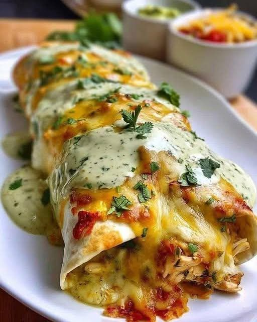 🌯Mediterranean Herb-Chicken Baked Wraps with Creamy Yogurt Sauce