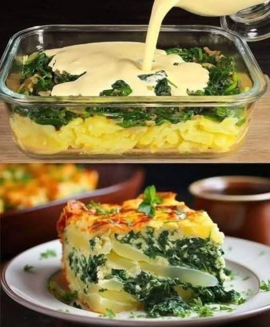 🥔Mediterranean Spinach & Potato Gratin (Greek-Style Layered Casserole)