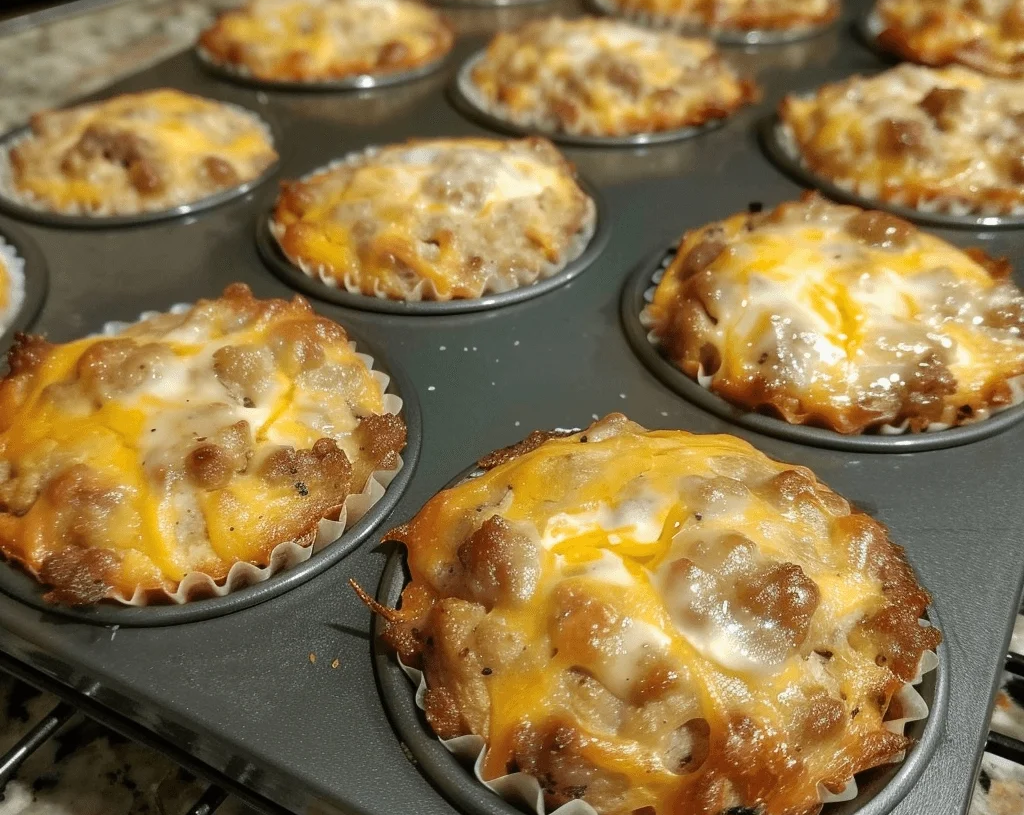 KETO CHEDDAR SAUSAGE MUFFINS 