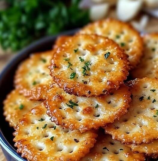 Mediterranean Golden Olive Oil Crackers with Herbs & Sea Salt