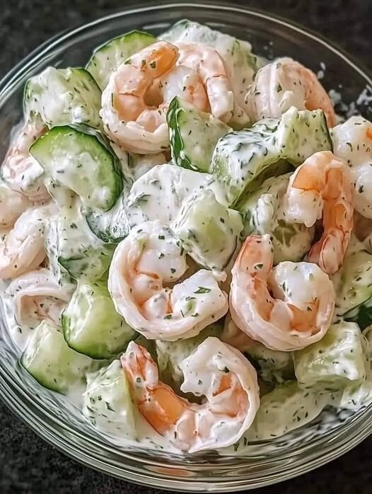 🫒 Mediterranean Creamy Shrimp & Cucumber Salad