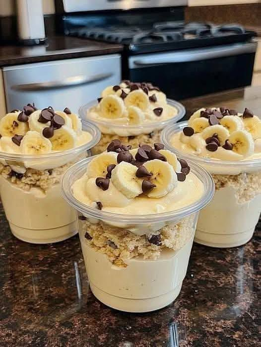 🍌🍫 No-Bake Banana Pudding Dessert Cups