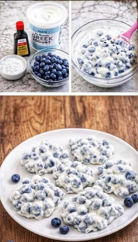 Frozen blueberry Greek yogurt clusters