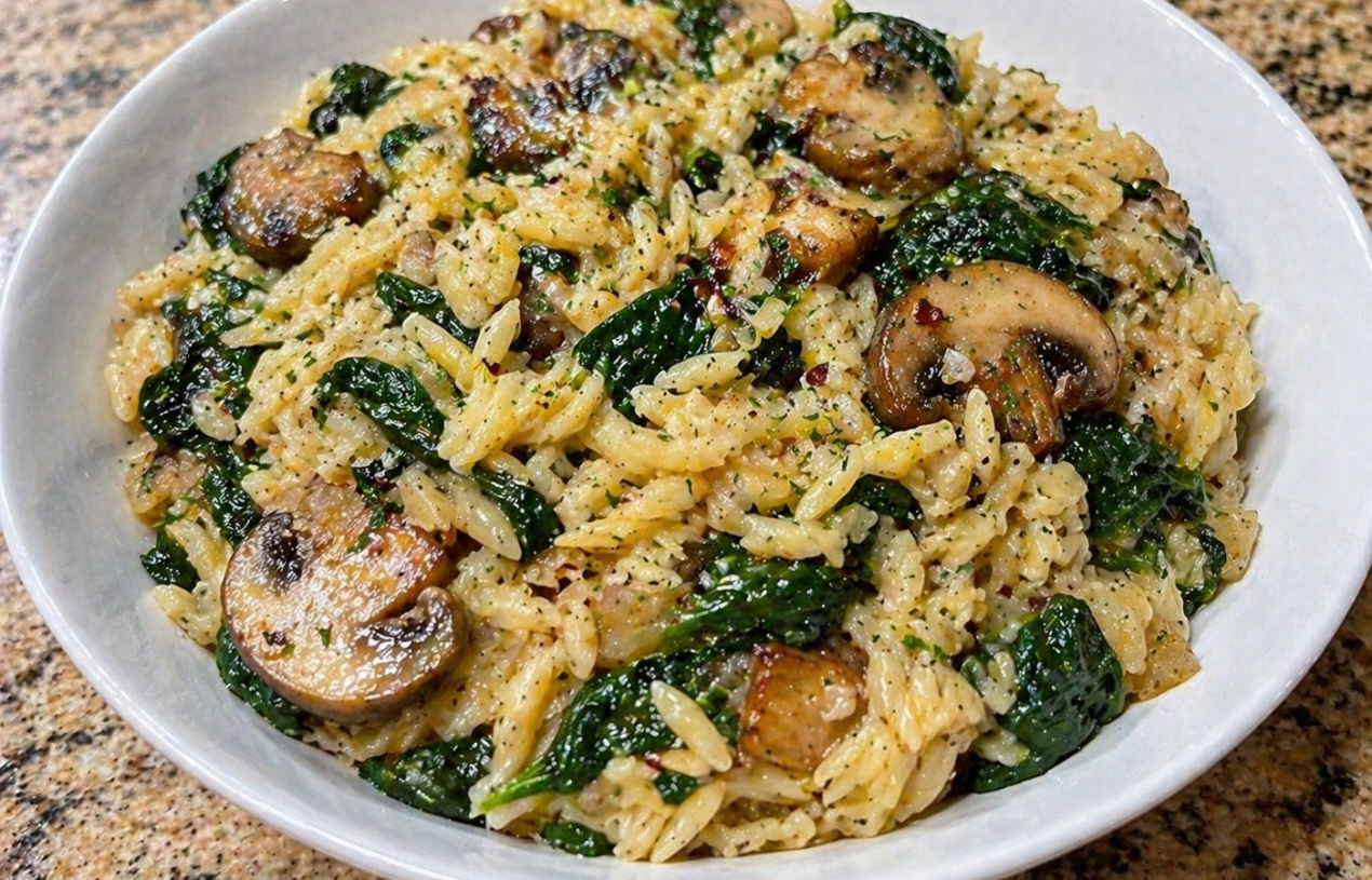  Spinach Mushroom Orzo