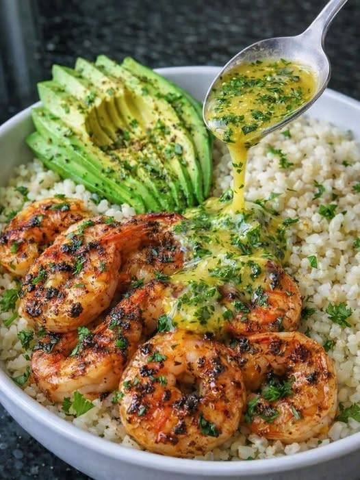 Grilled Shrimp Avocado Rice Bowls