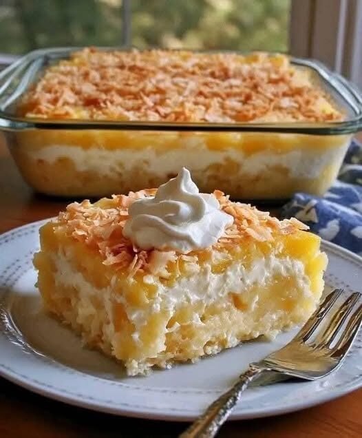 🍍💪 High-Protein Pineapple Coconut Cream Dream Cake