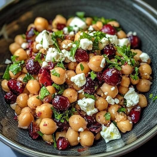 Chickpea Cranberry Feta Salad – A Fresh, Sweet & Savory Protein-Packed Salad