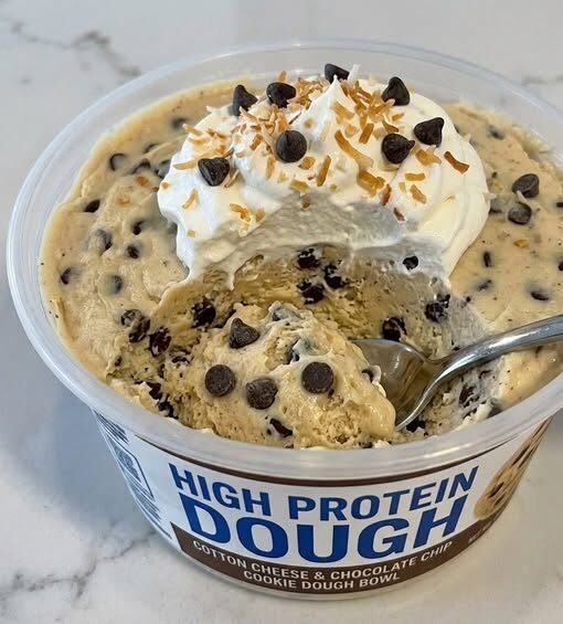 Creamy Cottage Cheese Chocolate Chip Cookie Dough Dessert Bowl