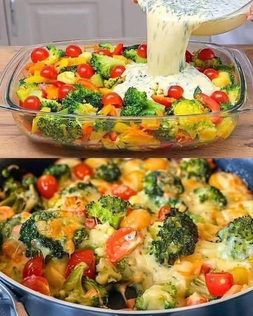Mediterranean Creamy Vegetable Bake 🫒🍅🥦