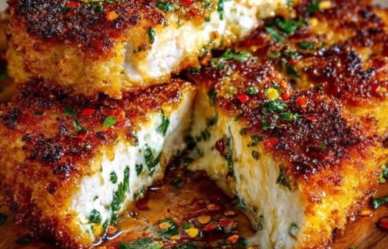 Crispy Garlic Herb Stuffed Chicken Cutlets