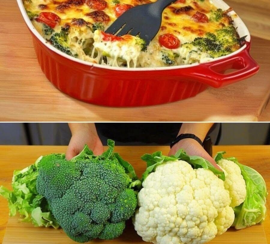 🥦🍅🌿 Creamy Baked Broccoli with Tomatoes and Kale